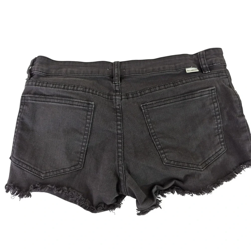 Billabong Button Fly Jean Shorts Women 28 Black Distressed Beach Festival Grunge